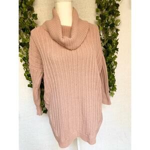 Express Nude Pink Cotton and Acrylic Cowl Neck Sweater Women's Medium
